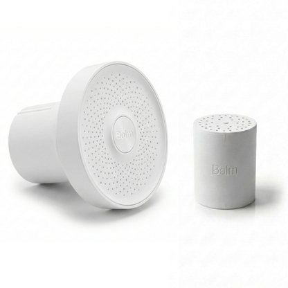 Two white cylindrical devices with 'Balm' branding on a white background